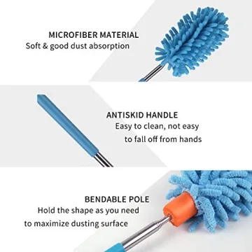 TIMIVO Microfiber Duster Set with Telescoping Extension Pole