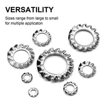 QTEATAK 320Pcs Stainless External Multi-Tooth Star Lock Washers Assortment Set-304 Stainless Steel, 8 Size (M2.5 M3 M4 M5 M6 M8 M10 M12)