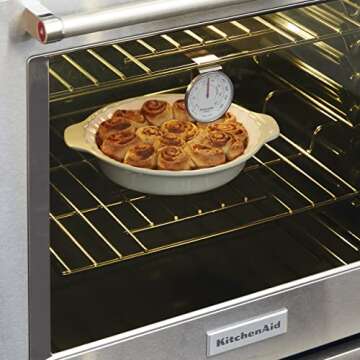 KitchenAid KQ903 3-in Analog Dial Oven/Appliance Thermometer, Oven Food Grill Chef Smoker Cooking Thermometer, TEMPERATURE RANGE: 100F to 600F, Stainless Steel