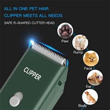 Founouly Professional Household Waterproof Low Noise Pet Hair Clippers Electric USB Rechargeable Pai...