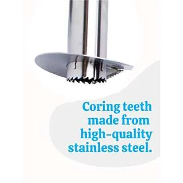 Stainless Steel Pineapple Corer with a Recipe eBook includes One Year Warranty - Core Remover Tool with Detachable Handle - Fast and Easy Fruit Pineapple Cutter Peeler Corer Slicer