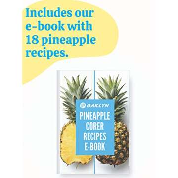 Stainless Steel Pineapple Corer with a Recipe eBook includes One Year Warranty - Core Remover Tool with Detachable Handle - Fast and Easy Fruit Pineapple Cutter Peeler Corer Slicer