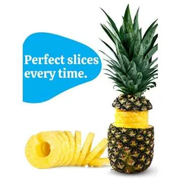 Stainless Steel Pineapple Corer with a Recipe eBook includes One Year Warranty - Core Remover Tool with Detachable Handle - Fast and Easy Fruit Pineapple Cutter Peeler Corer Slicer