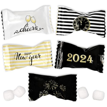 Happy New Years Party Favors Butter Mints Year 2024 Candies Bag 100 Count Individually Wrapped New Y...