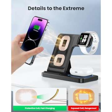 DUMTERR 3 in 1 Wireless Charger for iPhone 16/15/14/13/12,Apple Watch & AirPods