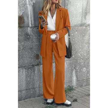 PRETTYGARDEN Women's Fall Two Piece Outfits Dressy Blazer Jacket and Wide Leg Pants Pockets Business...
