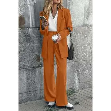 PRETTYGARDEN Women's Fall Two Piece Outfits Dressy Blazer Jacket and Wide Leg Pants Pockets Business...