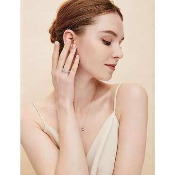 EAMTI 3mm 925 Sterling Silver Wedding Band Round Cubic Zirconia Full Eternity Stackable Engagement Ring for Women Size 3