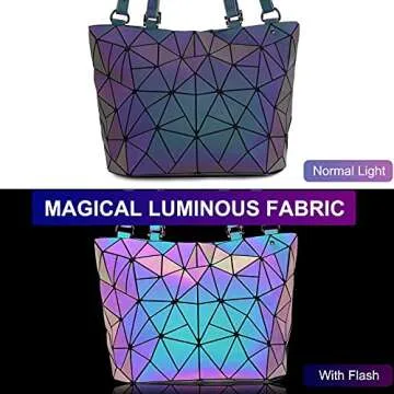 chosping Geometric Luminous Tote Bag Crossbody Handbag Holographic Reflective Women Girl Fashion Shoulder Bag (Crossbody bag)