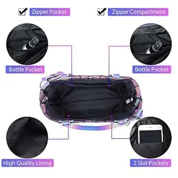 chosping Geometric Luminous Tote Bag Crossbody Handbag Holographic Reflective Women Girl Fashion Shoulder Bag (Crossbody bag)