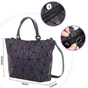 chosping Geometric Luminous Tote Bag Crossbody Handbag Holographic Reflective Women Girl Fashion Shoulder Bag (Crossbody bag)