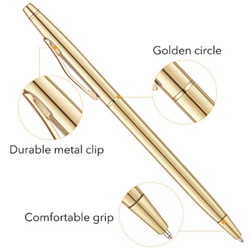 Unibene Gold Ballpoint Pens 6 Pack Stylish Gift Set