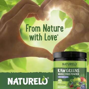NATURELO Raw Greens Superfood Powder - Mixed Berry - Boost Energy, Detox, Enhance Health - Organic Spirulina - Wheat Grass - Whole Food Nutrition from Fruits & Vegetables - 480 Grams