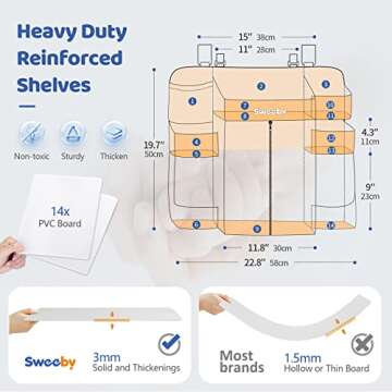 Sweeby Diaper Organizer for Changing Table and Crib - Nursery Diaper Stacker Hanging Caddy for Baby Essentials