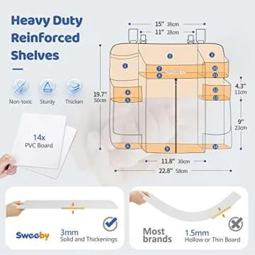Sweeby Diaper Organizer for Changing Table and Crib - Nursery Diaper Stacker Hanging Caddy for Baby Essentials