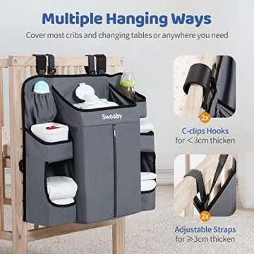 Sweeby Diaper Organizer for Changing Table and Crib - Nursery Diaper Stacker Hanging Caddy for Baby Essentials