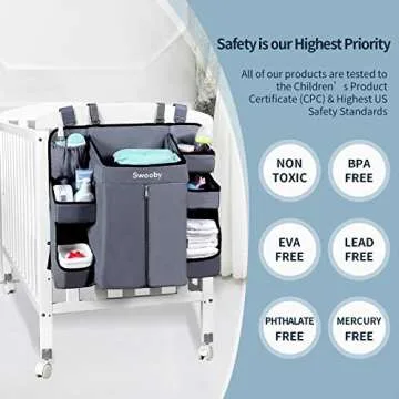 Sweeby Diaper Organizer for Changing Table and Crib - Nursery Diaper Stacker Hanging Caddy for Baby Essentials