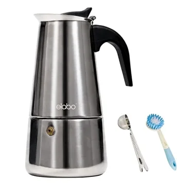 Elabo Stovetop Espresso Maker - Italian Coffee Maker for 10 Cups