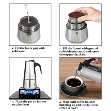 Elabo Stainless Steel Espresso Maker for Home Use
