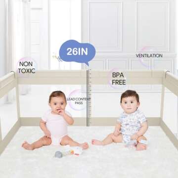 Fodoss Baby Playpen, Upgrade Playpen for Babies and Toddlers, 47x47x26inch Beige Play Pen for Babies with Hand Pulling Ring, Play Pen Center for Kids,Baby Fence,Baby Playards