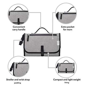 Comfy Cubs Baby Changing Pad Large Size - Waterproof Diaper Changing Mat with Cushioned Pillow - Sof...