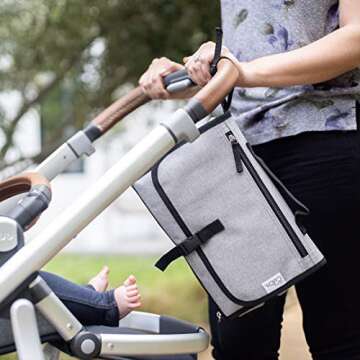 Comfy Cubs Baby Changing Pad Large Size - Waterproof Diaper Changing Mat with Cushioned Pillow - Soft & Lightweight, Foldable Design for Travel - Stylish Design for Boys and Girls - Solid Grey