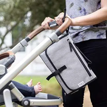 Comfy Cubs Baby Changing Pad Large Size - Waterproof Diaper Changing Mat with Cushioned Pillow - Soft & Lightweight, Foldable Design for Travel - Stylish Design for Boys and Girls - Solid Grey