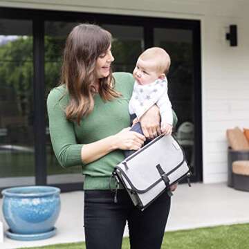 Comfy Cubs Baby Changing Pad Large Size - Waterproof Diaper Changing Mat with Cushioned Pillow - Soft & Lightweight, Foldable Design for Travel - Stylish Design for Boys and Girls - Solid Grey