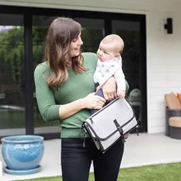 Comfy Cubs Baby Changing Pad Large Size - Waterproof Diaper Changing Mat with Cushioned Pillow - Soft & Lightweight, Foldable Design for Travel - Stylish Design for Boys and Girls - Solid Grey