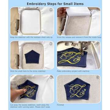 Simthread Sticky Wash Away Embroidery Stabilizer Self-Adhesive Printable A4 Size Paper Stabilizer Medium Weight 1.4OZ 8.5" x 11" 7pcs / Pack