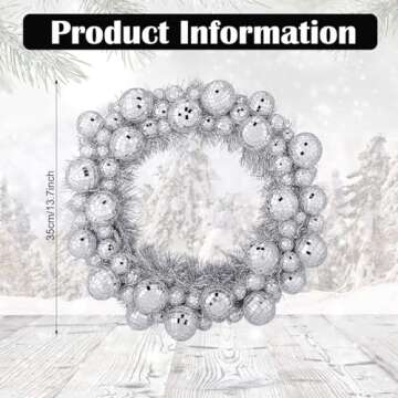 Zeyune 14 Inch Mirror Disco Balls Wreath Disco Ornament Garland Decoration Silver Glitter Decorative Hanging Ornaments for Disco Themed Bachelorette Wedding Music Festivals Party