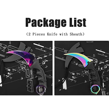 ZLIXING Karambit Knife 2 Pieces Fixed Blade Tactical Knives Survival Knife with Sheath Men Gifts Cool Stuff Gadgets for Hiking Fishing Hunting