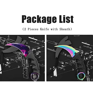 ZLIXING Karambit Knife 2 Pieces Fixed Blade Tactical Knives Survival Knife with Sheath Men Gifts Cool Stuff Gadgets for Hiking Fishing Hunting