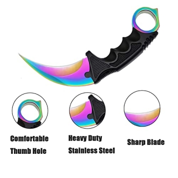 ZLIXING Karambit Knife 2 Pieces Fixed Blade Tactical Knives Survival Knife with Sheath Men Gifts Cool Stuff Gadgets for Hiking Fishing Hunting