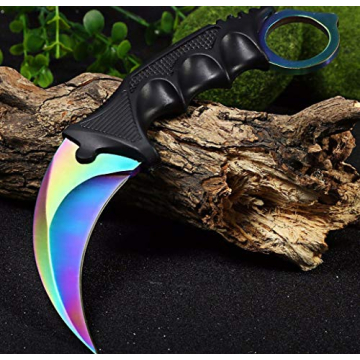 ZLIXING Karambit Knife 2 Pieces Fixed Blade Tactical Knives Survival Knife with Sheath Men Gifts Cool Stuff Gadgets for Hiking Fishing Hunting
