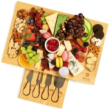 ROYAL CRAFT WOOD Premium Bamboo Charcuterie Board Set – Cheese Platter & Serving Tray