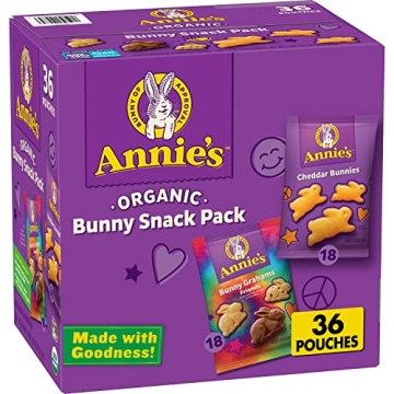 Annie’s Organic, Snack Variety Pack, Cheddar Bunnies and Bunny Grahams, 1 oz, 36 ct