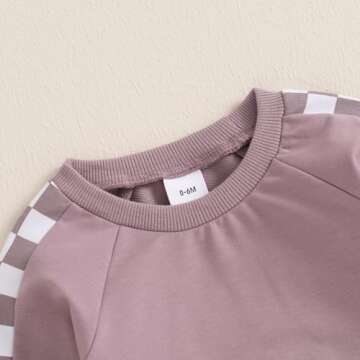 Toddler Baby Girl Clothes Conttrast Color Fall Winter Outfit Long Sleeve Sweatshirts and Pants Newborn Infant Set (Plaid Purple, 18-24 Months)