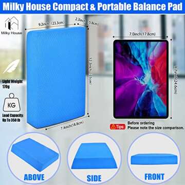 Balance Board Foam Pad, Yoga Mat Small, Size 12.2X9.4X2.4inch Rocker Board Physical Therapy Pads, No...