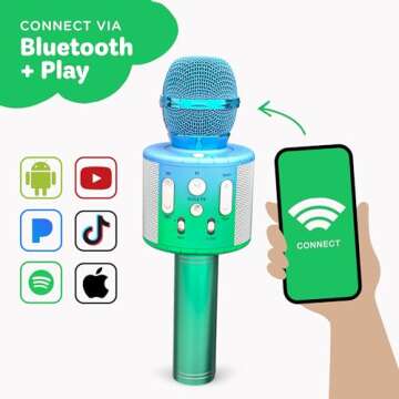 Move2Play, Kids Karaoke Microphone | Includes Bluetooth & Pre-Loaded Songs | Girls Toy for 2, 3, 4, 5+ Girls & Boys