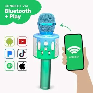 Move2Play, Kids Karaoke Microphone | Includes Bluetooth & Pre-Loaded Songs | Girls Toy for 2, 3, 4, 5+ Girls & Boys