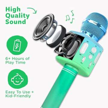 Move2Play, Kids Karaoke Microphone | Includes Bluetooth & Pre-Loaded Songs | Girls Toy for 2, 3, 4, 5+ Girls & Boys