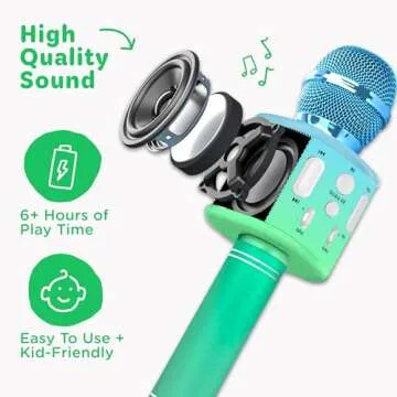 Move2Play, Kids Karaoke Microphone | Includes Bluetooth & Pre-Loaded Songs | Girls Toy for 2, 3, 4, 5+ Girls & Boys