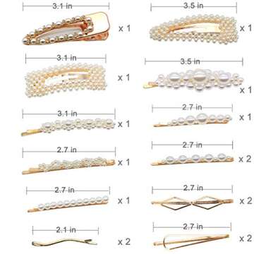 16 Pcs Pearl Hair Clips for Women Girls- Bride/Wedding/Fashion Beauty/Gifts,Simple Hair Clips Bling Grace Charm