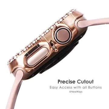 NewWays 5-Pack Bling Cases Compatible for Apple Watch 42mm Series 1 2 3, Sparkling Diamonds Glitter Crystal Rhinestone Protective Bumper for iWatch (42mm, Black/Pink/Rose Gold/Silver/Clear)