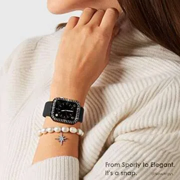 NewWays 5-Pack Bling Cases Compatible for Apple Watch 42mm Series 1 2 3, Sparkling Diamonds Glitter Crystal Rhinestone Protective Bumper for iWatch (42mm, Black/Pink/Rose Gold/Silver/Clear)