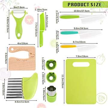 13 PCS Wood Kids Kitchen Knife Set - Safe Cooking Tools for Kids
