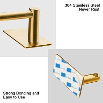 NearMoon Self Adhesive Bathroom Towel Bar- Stainless Steel Bath Wall Shelf Rack Hanging Towel Stick ...