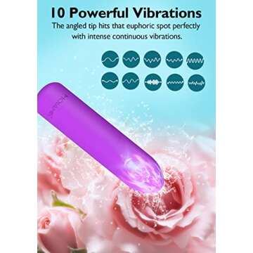 Small Bullet Vibrator for Women: Waterproof Mini Clit Vibrator with 10 Modes, Full Silicone Vibrating Finger Massager for G Spot Nipple, Female Rechargeable Lipstick Vibe Sex Toy, Purple