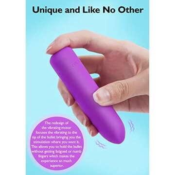 Small Bullet Vibrator for Women: Waterproof Mini Clit Vibrator with 10 Modes, Full Silicone Vibrating Finger Massager for G Spot Nipple, Female Rechargeable Lipstick Vibe Sex Toy, Purple